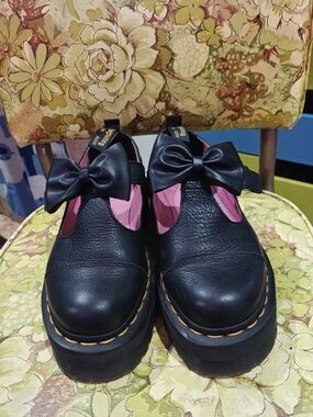 Dr. Martens Black Platform Mary Jane Shoes with Bow